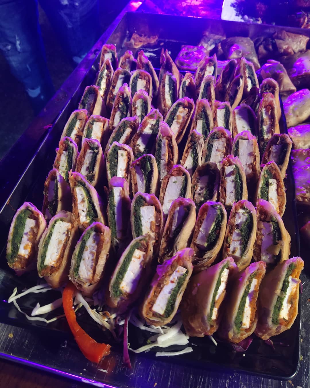 Food preparation for a large event.