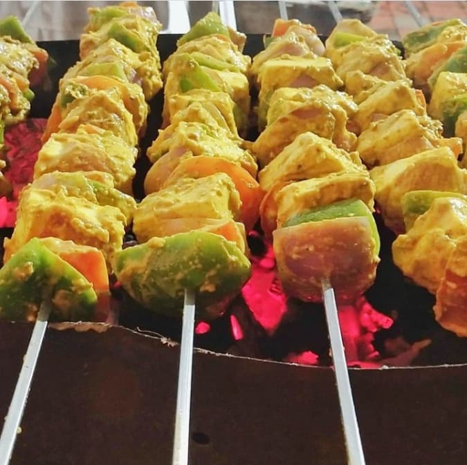 Serving food to guests.